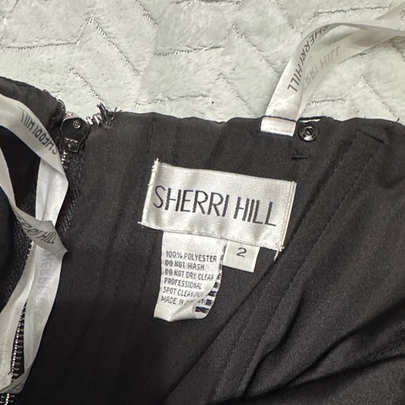 Sherri Hill Black Dress  with Red and Pink Floral Design - Picture 8 of 12